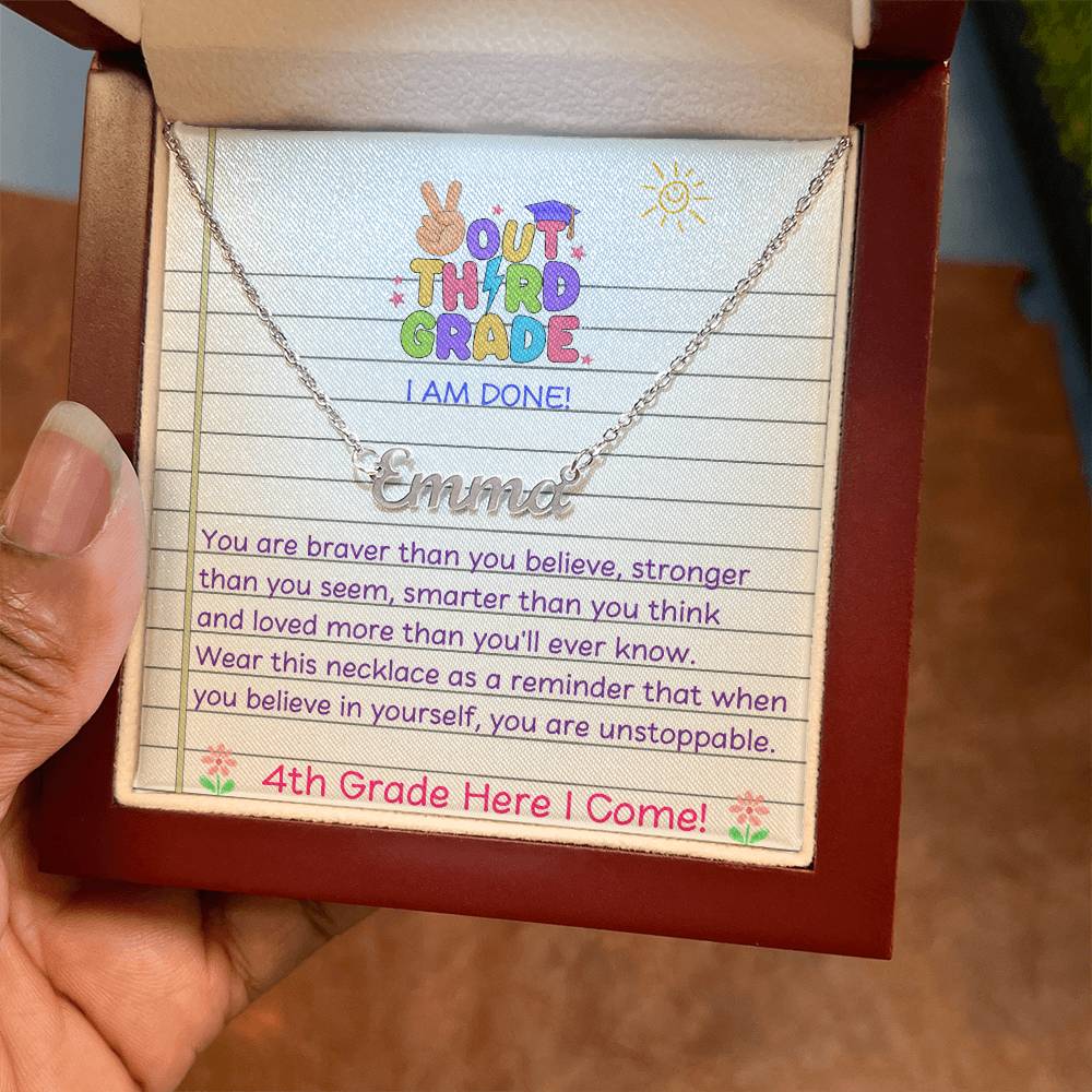 Last Day of Third Grade Name Necklace