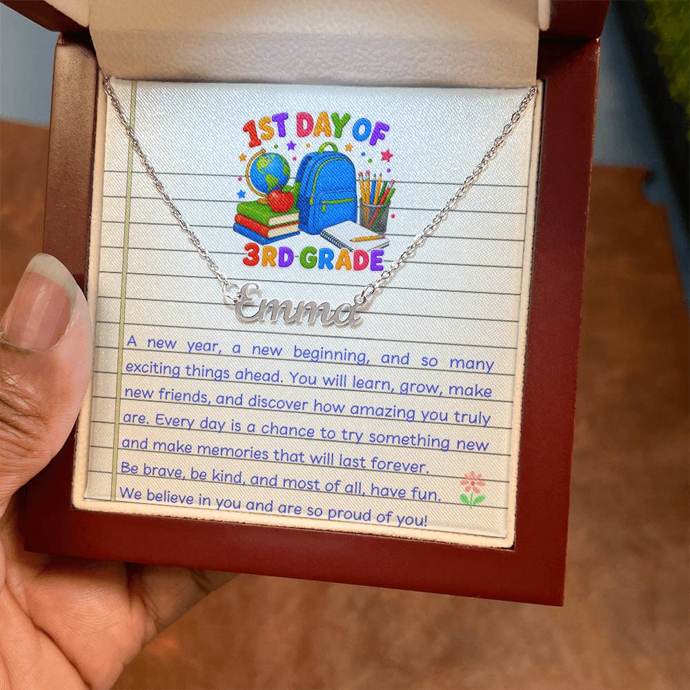 1st Day of 3rd Grade Name Necklace