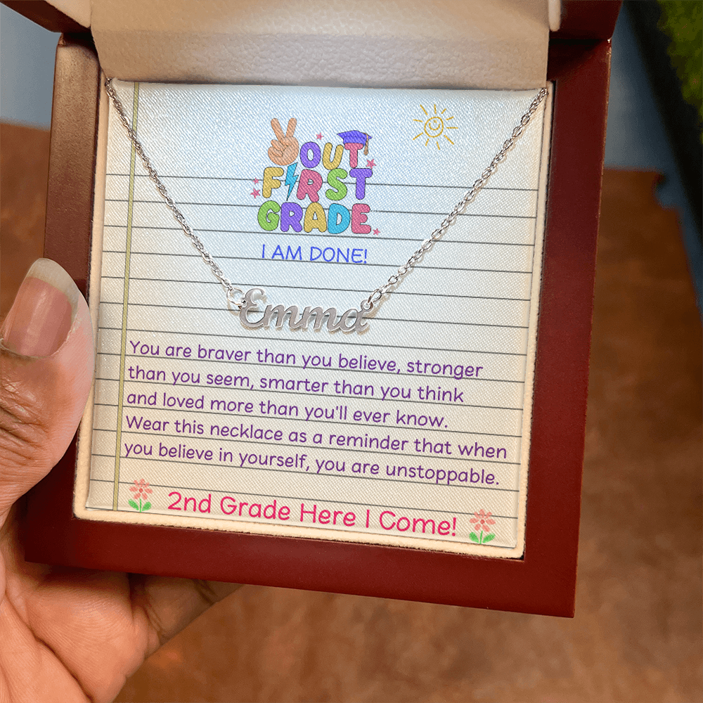 Last Day Of 1st Grade Name Necklace