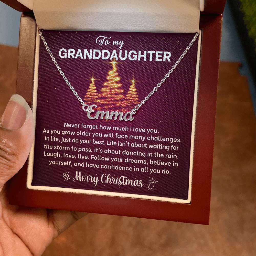 Merry Christmas Granddaughter Name Necklace Gift-[Heartfelt Family Gift]