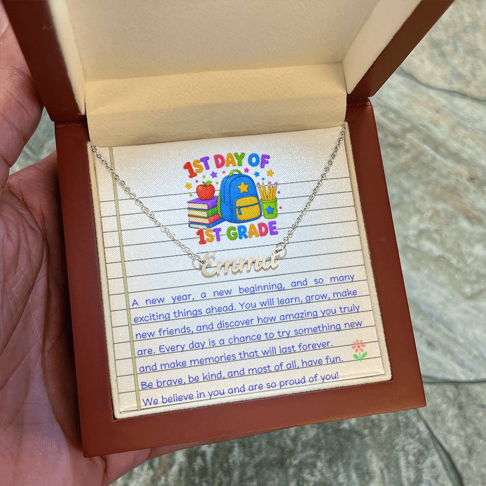 1st Day of 1st Grade Name Necklace