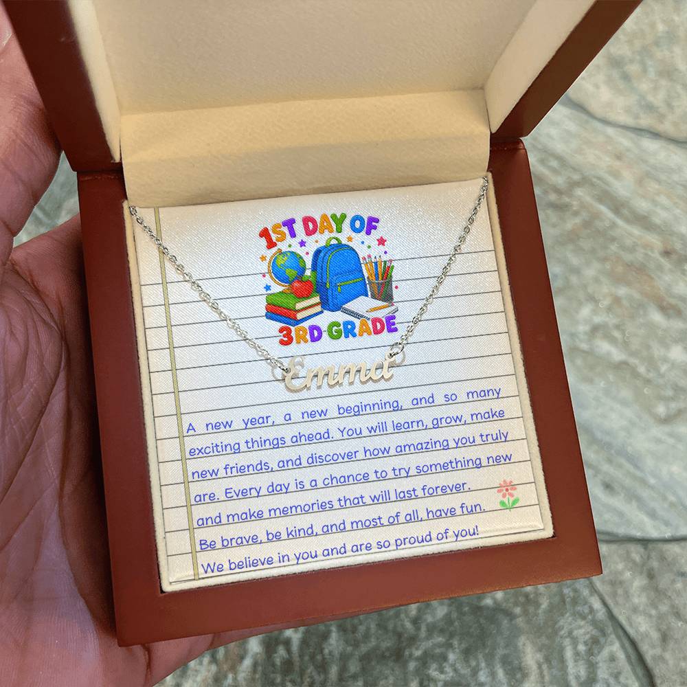 1st Day of 3rd Grade Name Necklace