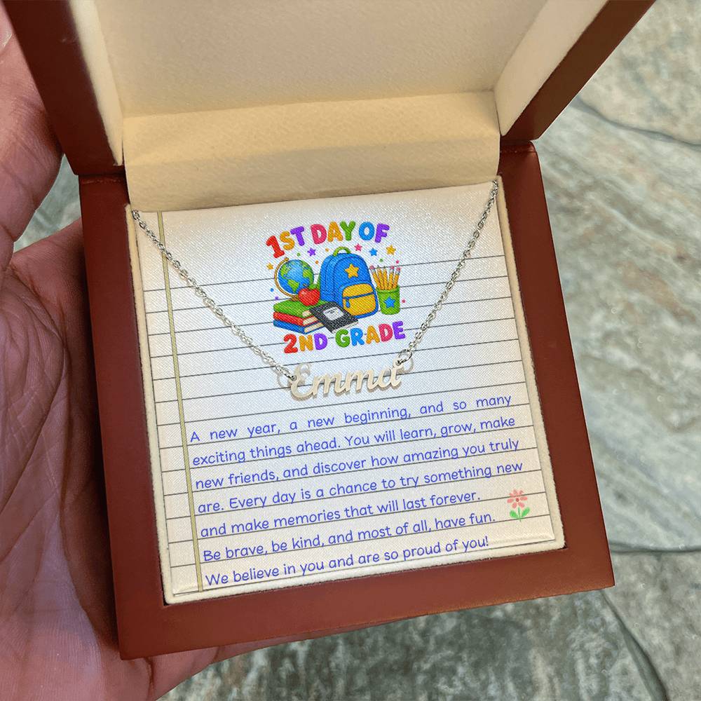 1st Day of 2nd Grade Name Necklace