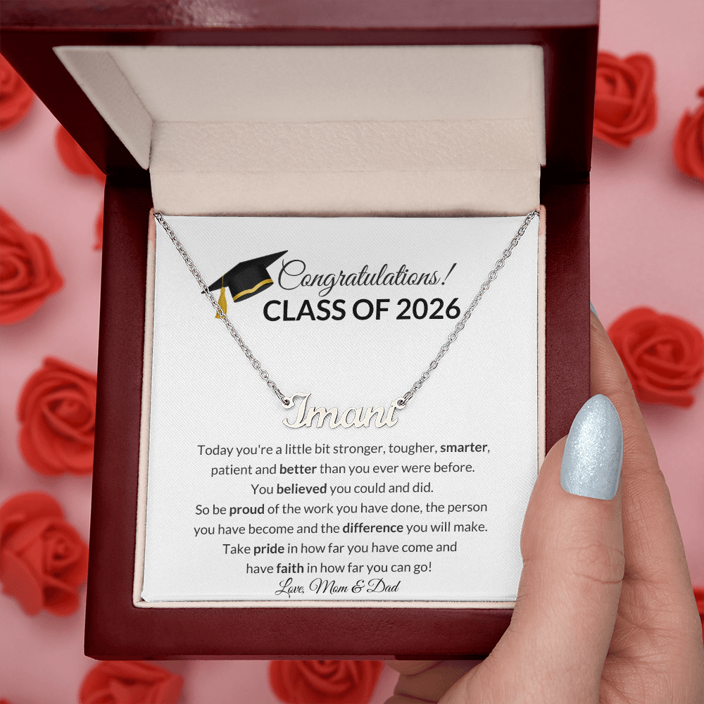 Class of 2026 Graduation Name Necklace Gift