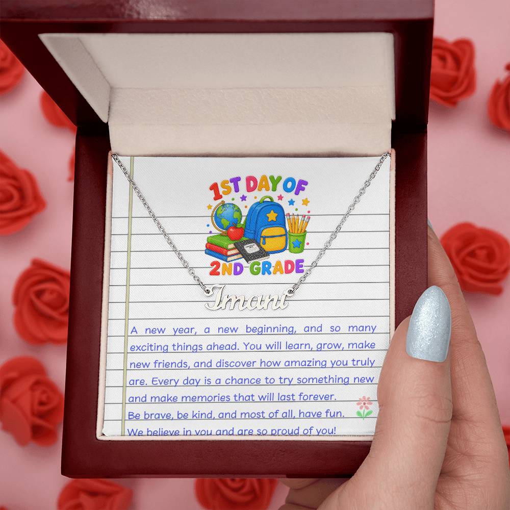 1st Day of 2nd Grade Name Necklace