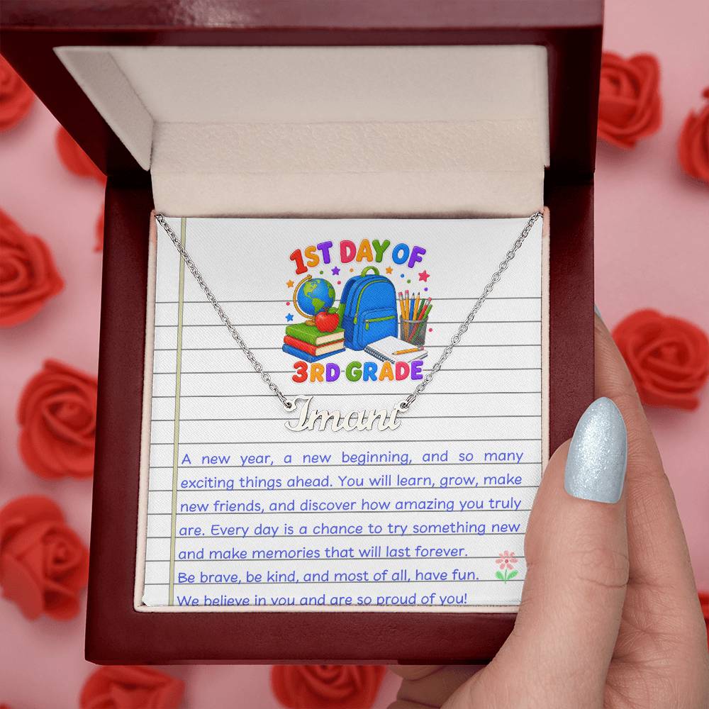 1st Day of 3rd Grade Name Necklace