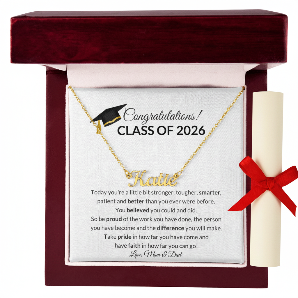 Class of 2026 Graduation Name Necklace Gift