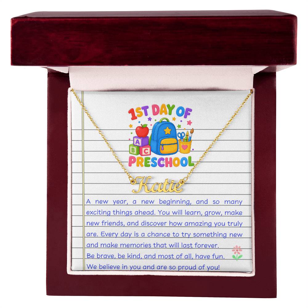 1st Day of Preschool Name Necklace