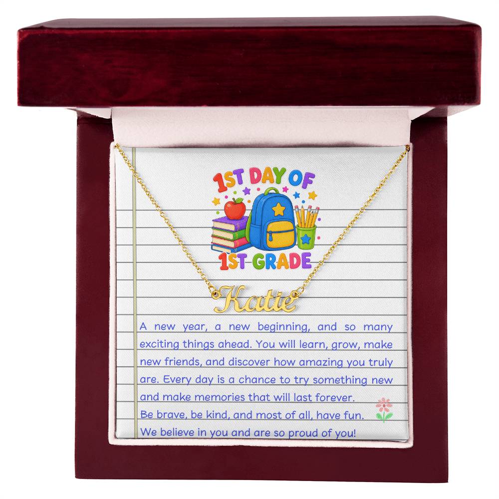 1st Day of 1st Grade Name Necklace