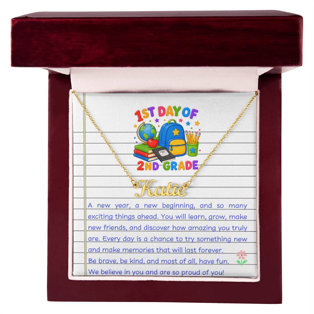 1st Day of 2nd Grade Name Necklace