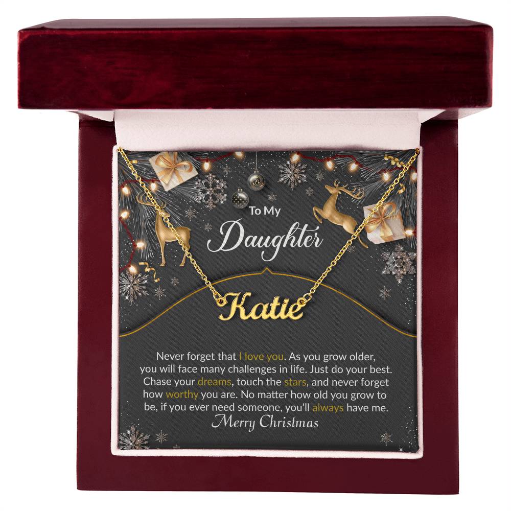 Merry Christmas Daughter - Personalized Name Necklace-[Heartfelt Family Gift]