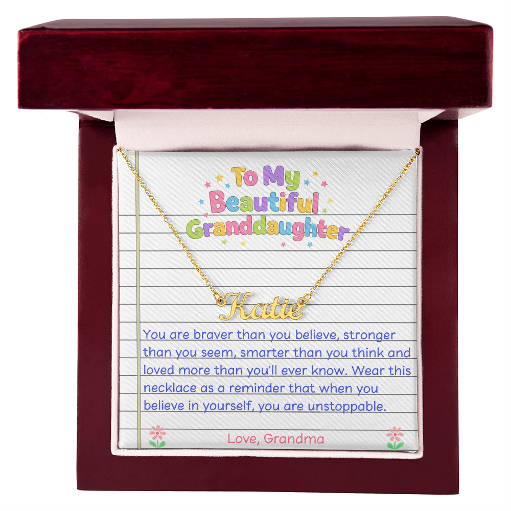 To My Beautiful Granddaughter Name Necklace