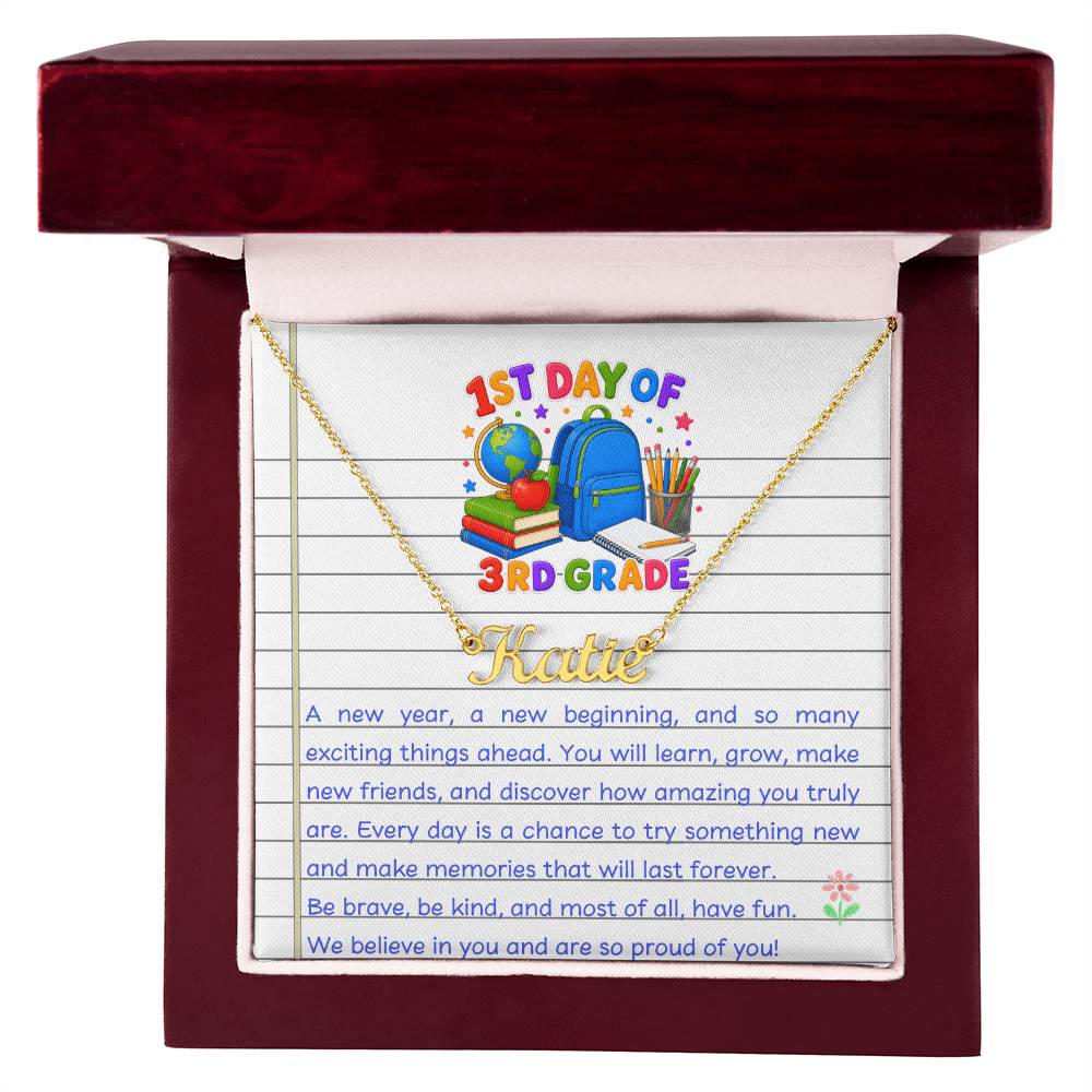 1st Day of 3rd Grade Name Necklace