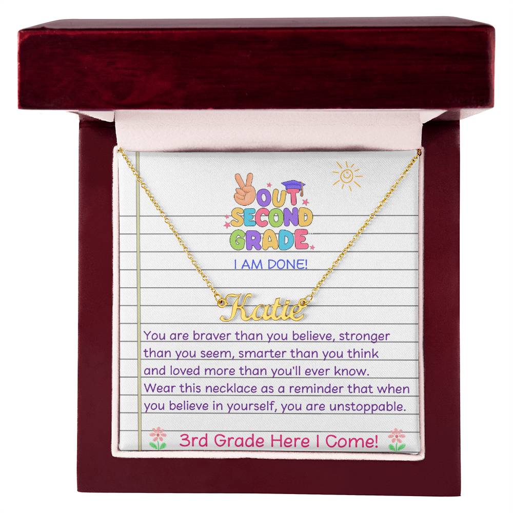 Last Day of 2nd Grade Name Necklace