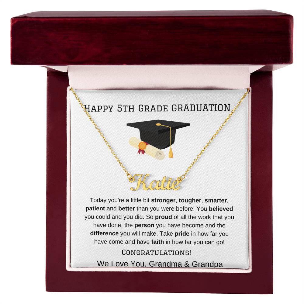 5th Grade Graduation Name Necklace from Grandma Grandpa-[Heartfelt Family Gift]