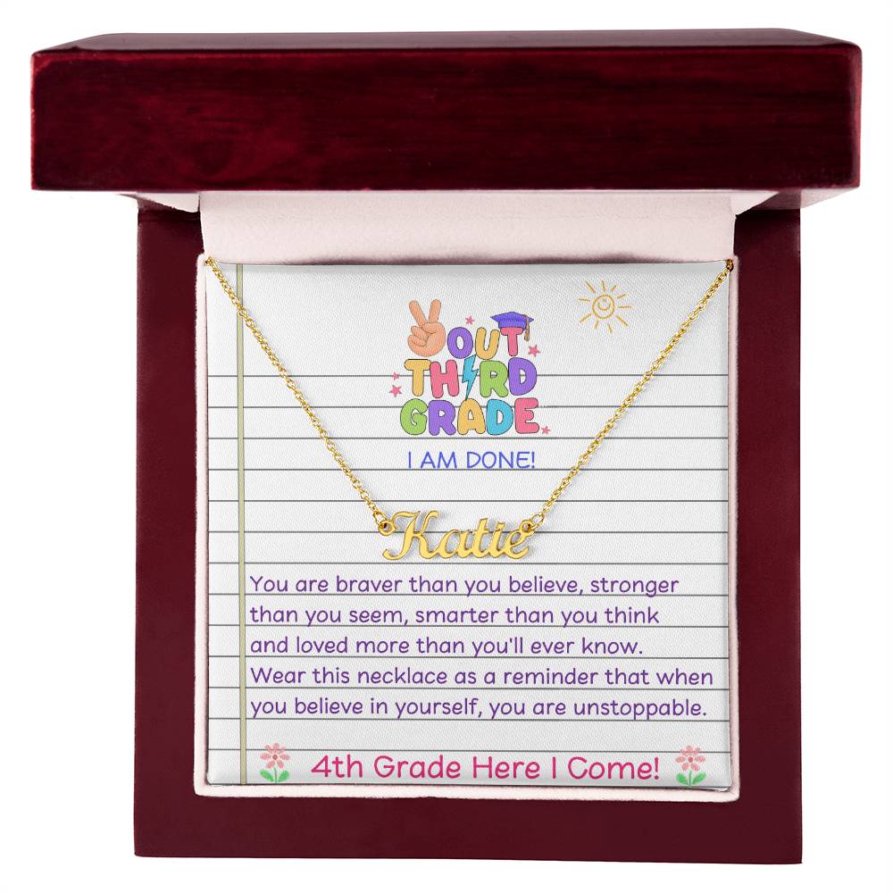 Last Day of Third Grade Name Necklace