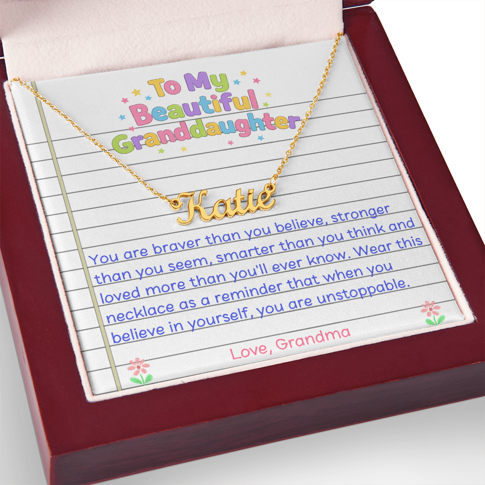 To My Beautiful Granddaughter Name Necklace