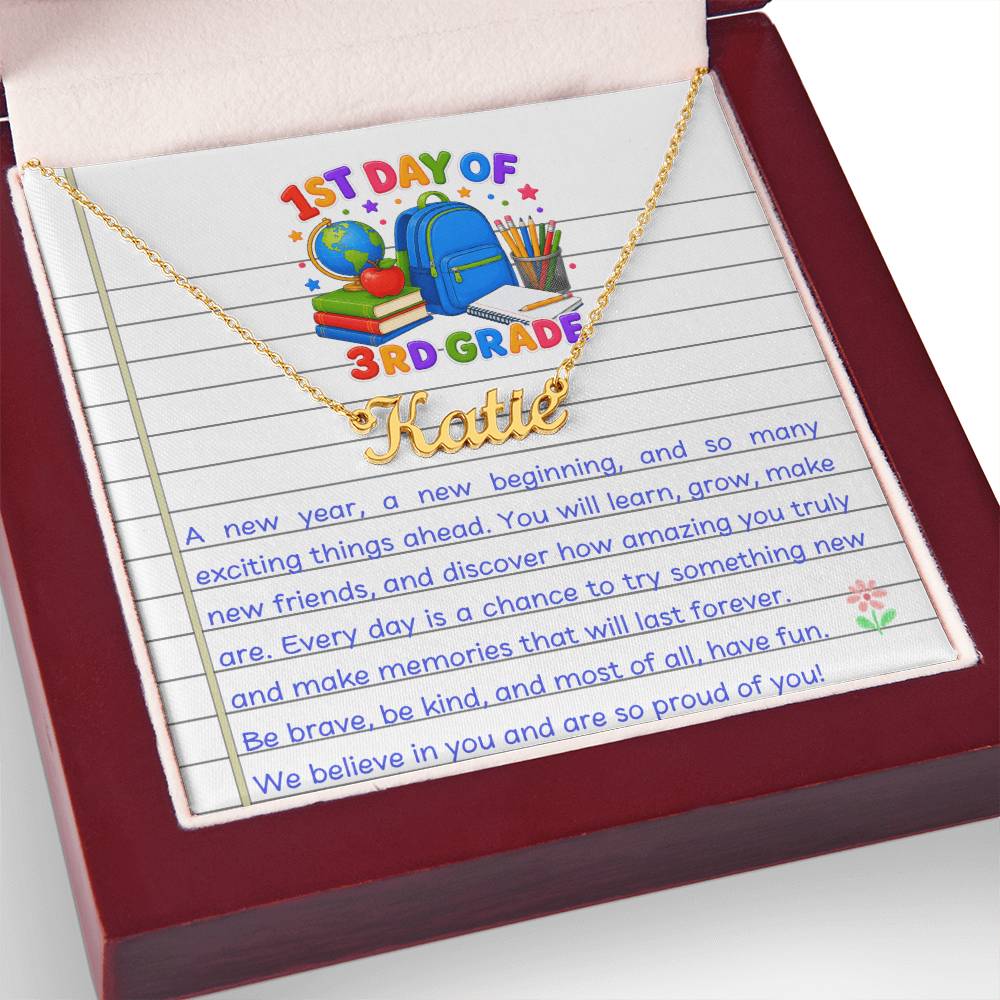 1st Day of 3rd Grade Name Necklace