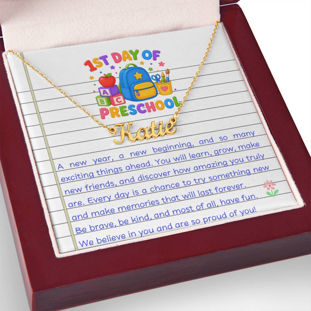 1st Day of Preschool Name Necklace