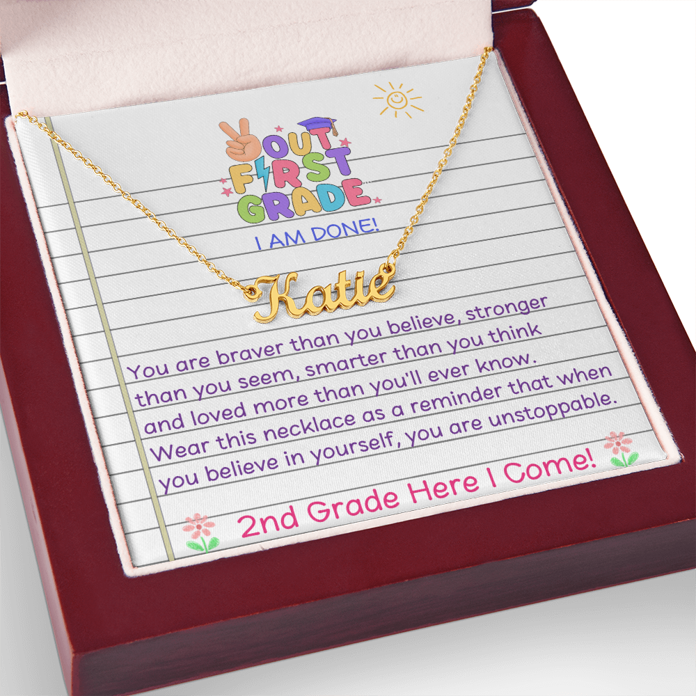Last Day Of 1st Grade Name Necklace