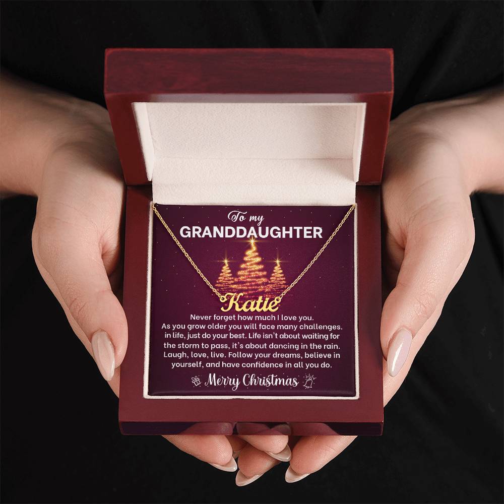 Merry Christmas Granddaughter Name Necklace Gift-[Heartfelt Family Gift]
