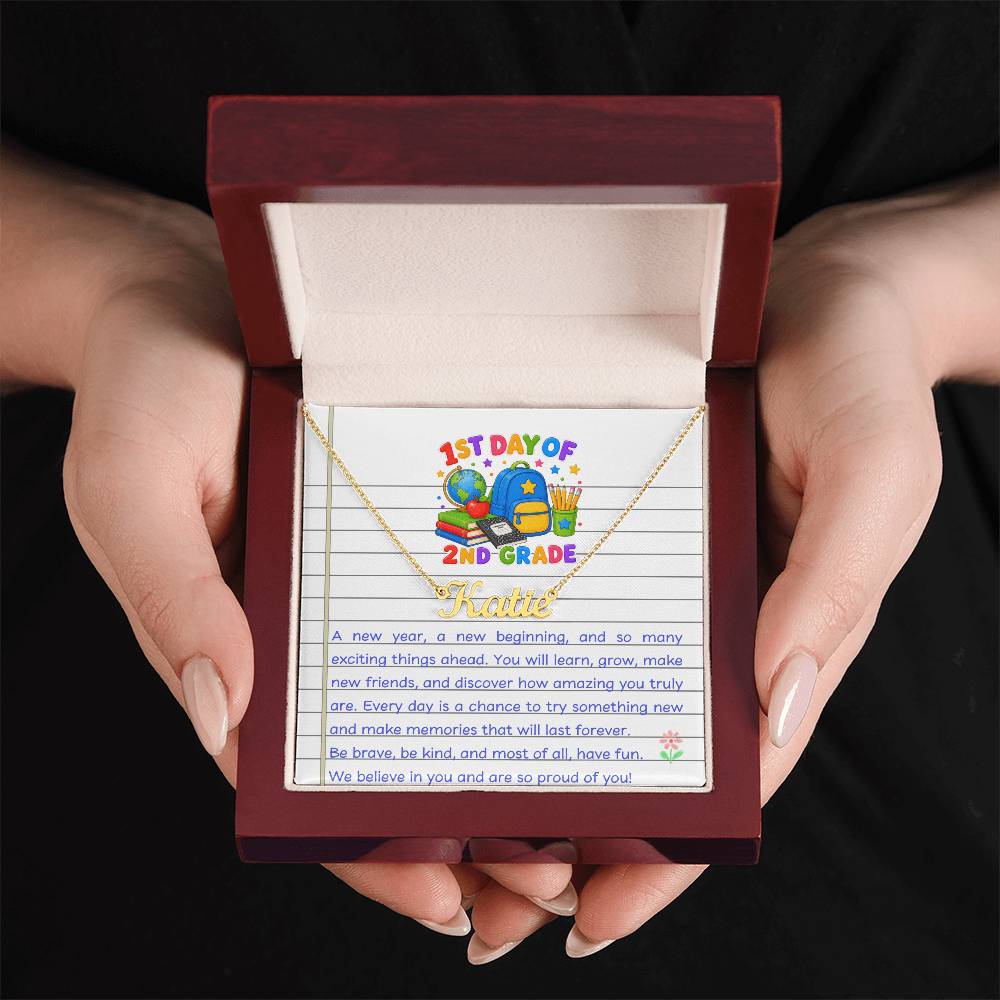 1st Day of 2nd Grade Name Necklace
