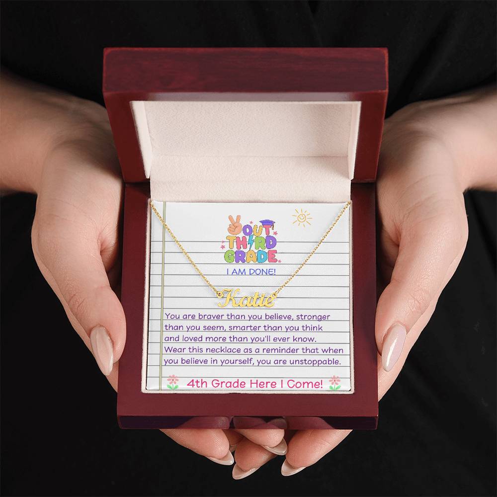 Last Day of Third Grade Name Necklace