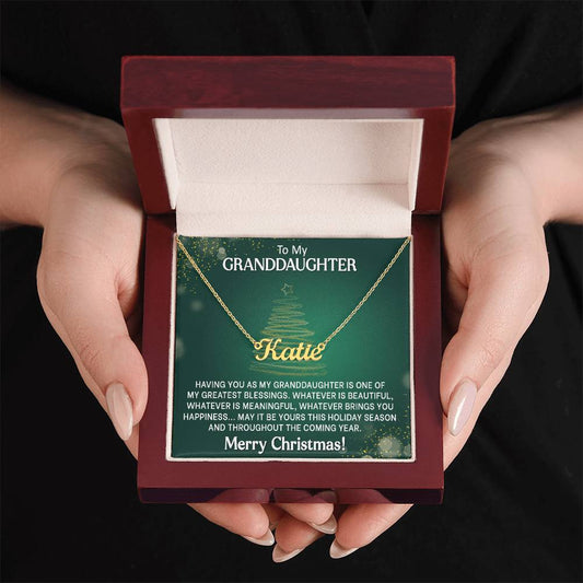 Personalized Granddaughter Christmas Name Necklace - Perfect Holiday Gift-[Heartfelt Family Gift]