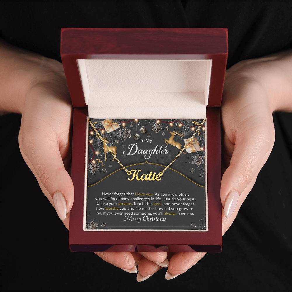 Merry Christmas Daughter - Personalized Name Necklace-[Heartfelt Family Gift]