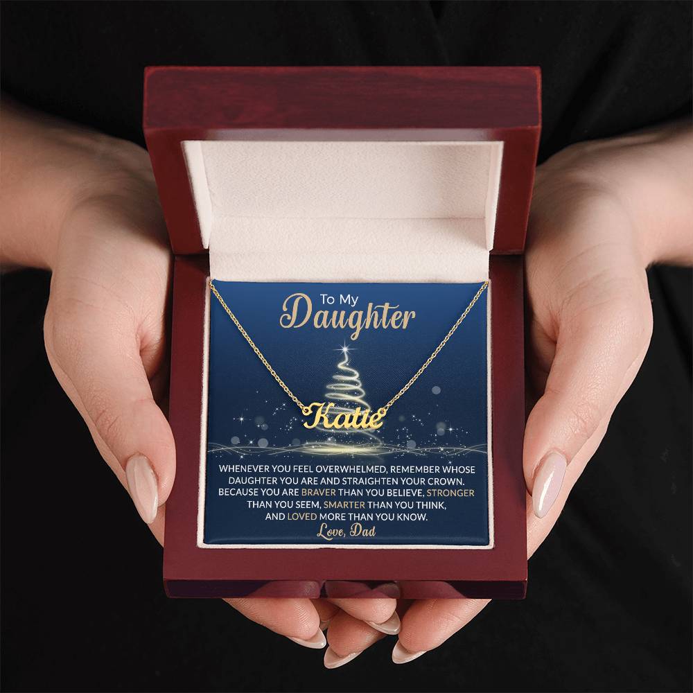 Custom Christmas Name Necklace for Daughter - Personalized Gift from Father-[Heartfelt Family Gift]