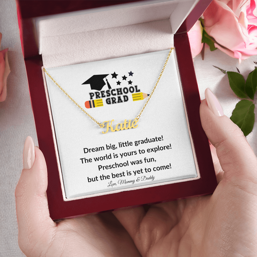Personalized Preschool Graduation Name Necklace-[Heartfelt Family Gift]