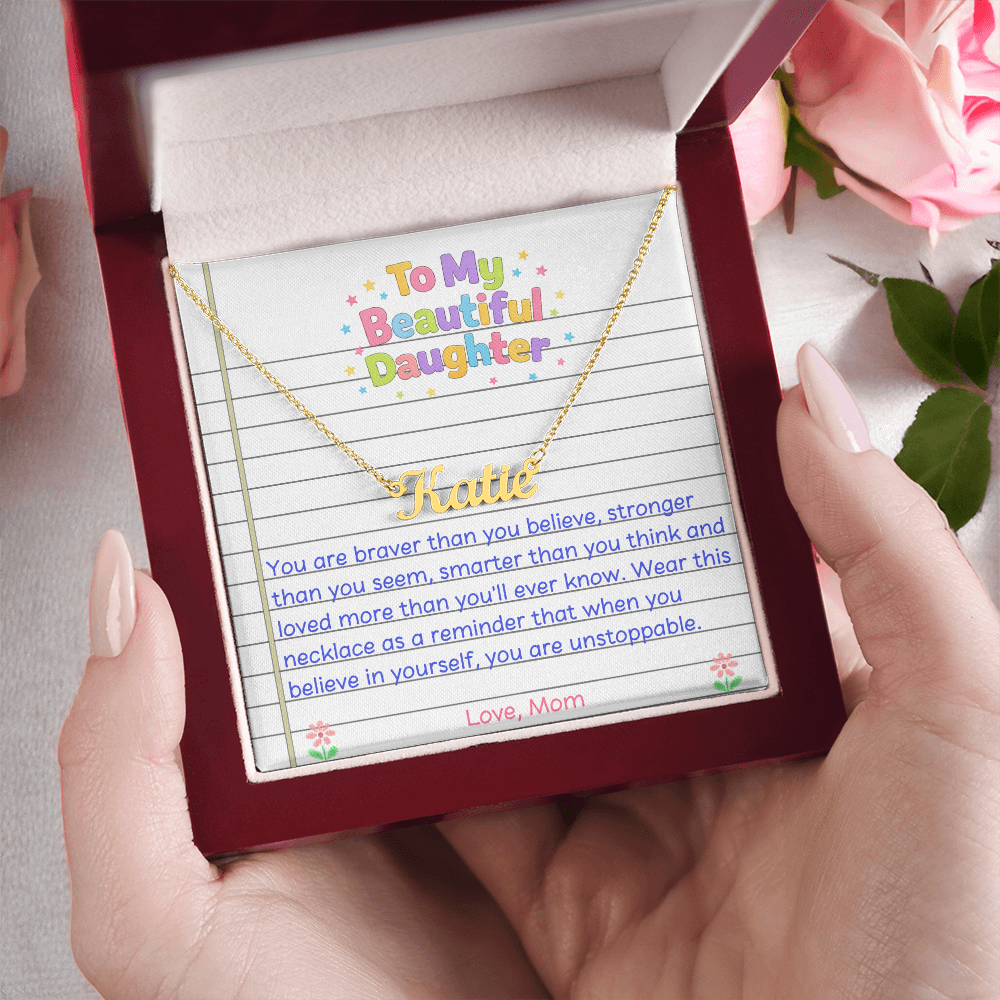 To My Beautiful Daughter Name Necklace