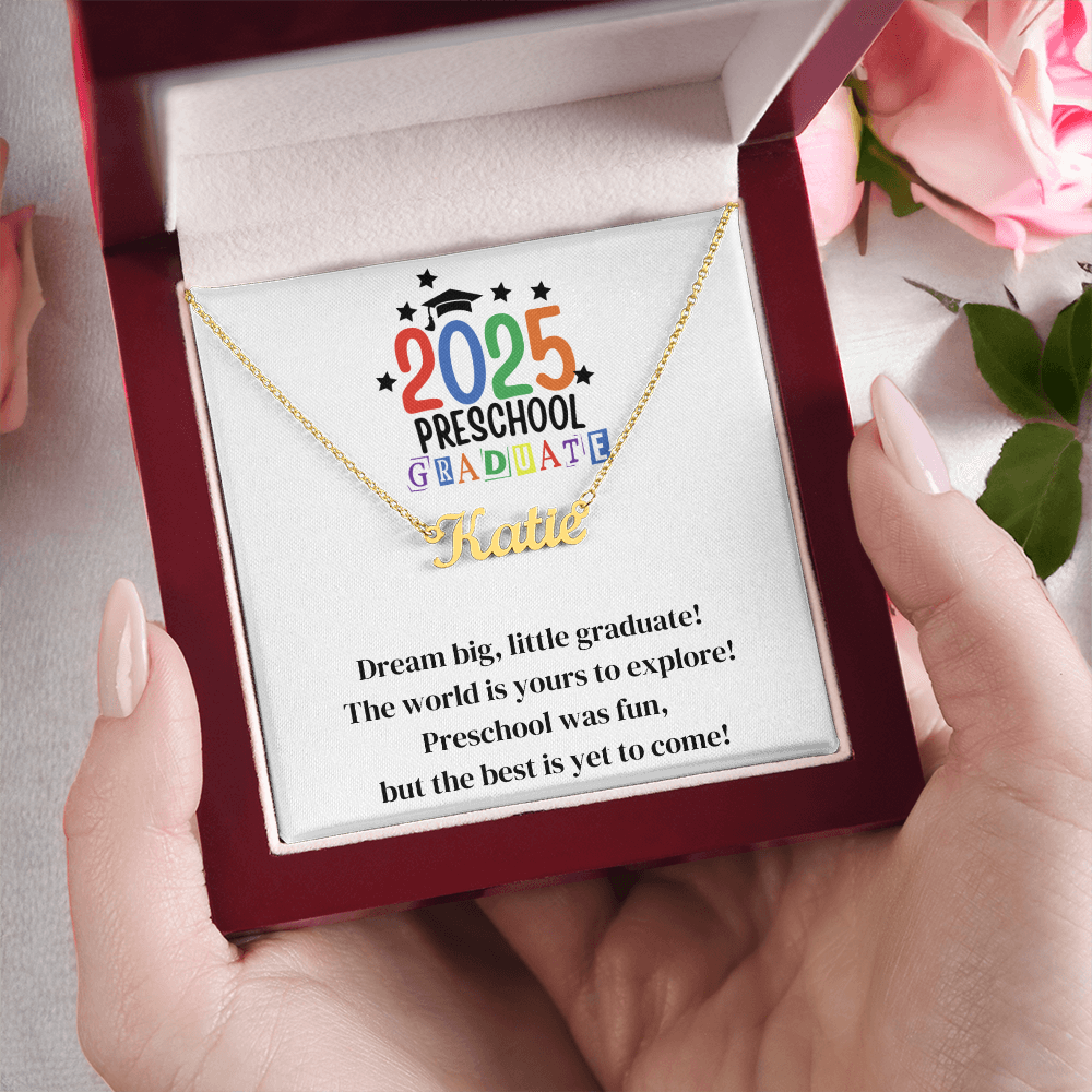 Preschool Graduation Name Necklace-[Heartfelt Family Gift]