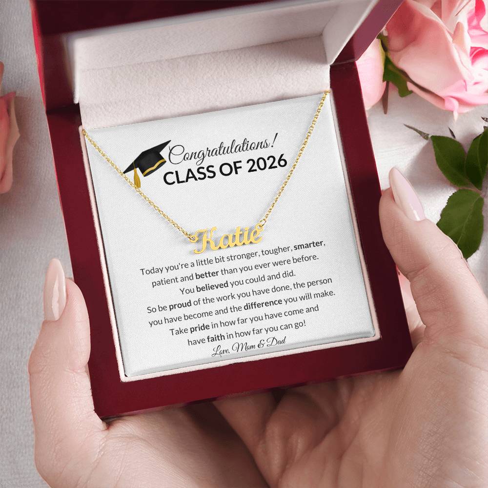 Class of 2026 Graduation Name Necklace Gift