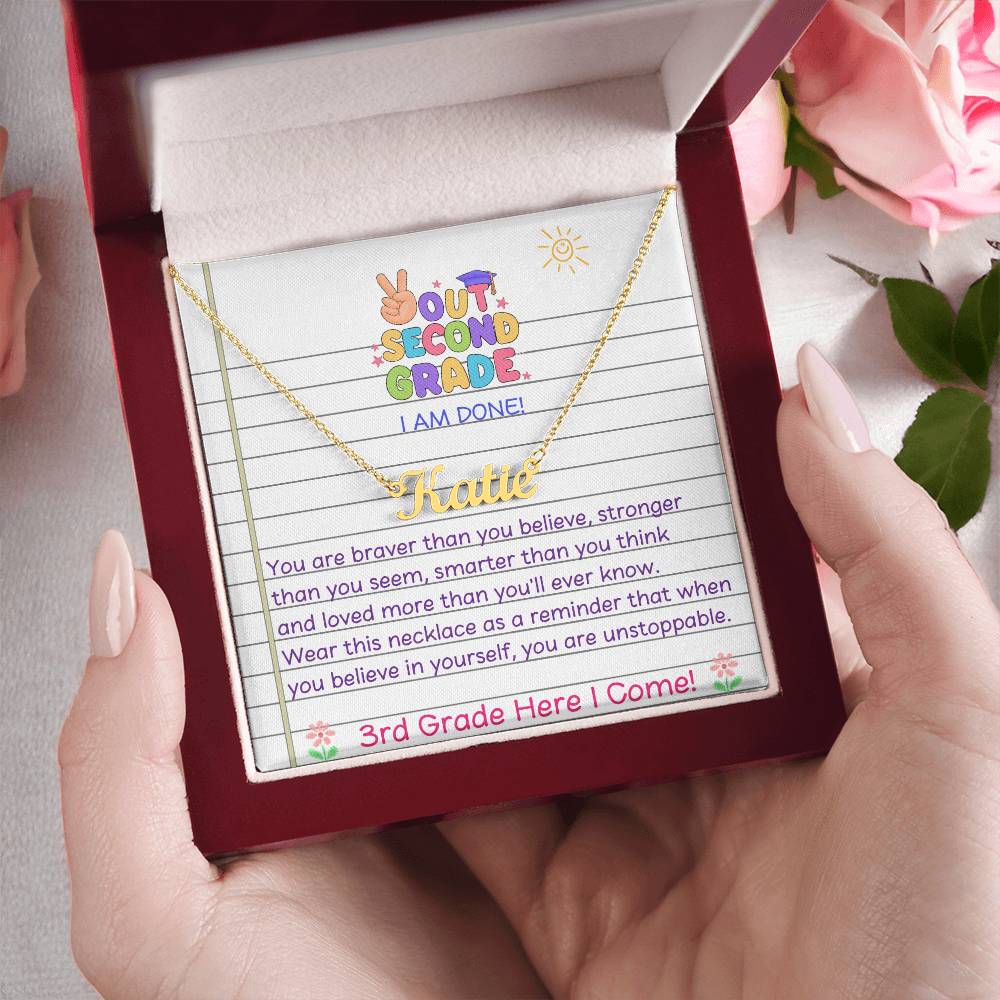 Last Day of 2nd Grade Name Necklace