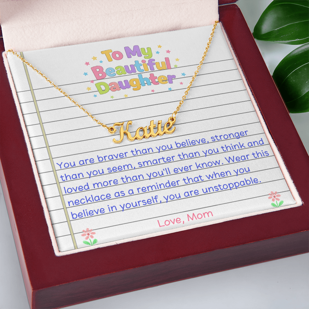 To My Beautiful Daughter Name Necklace