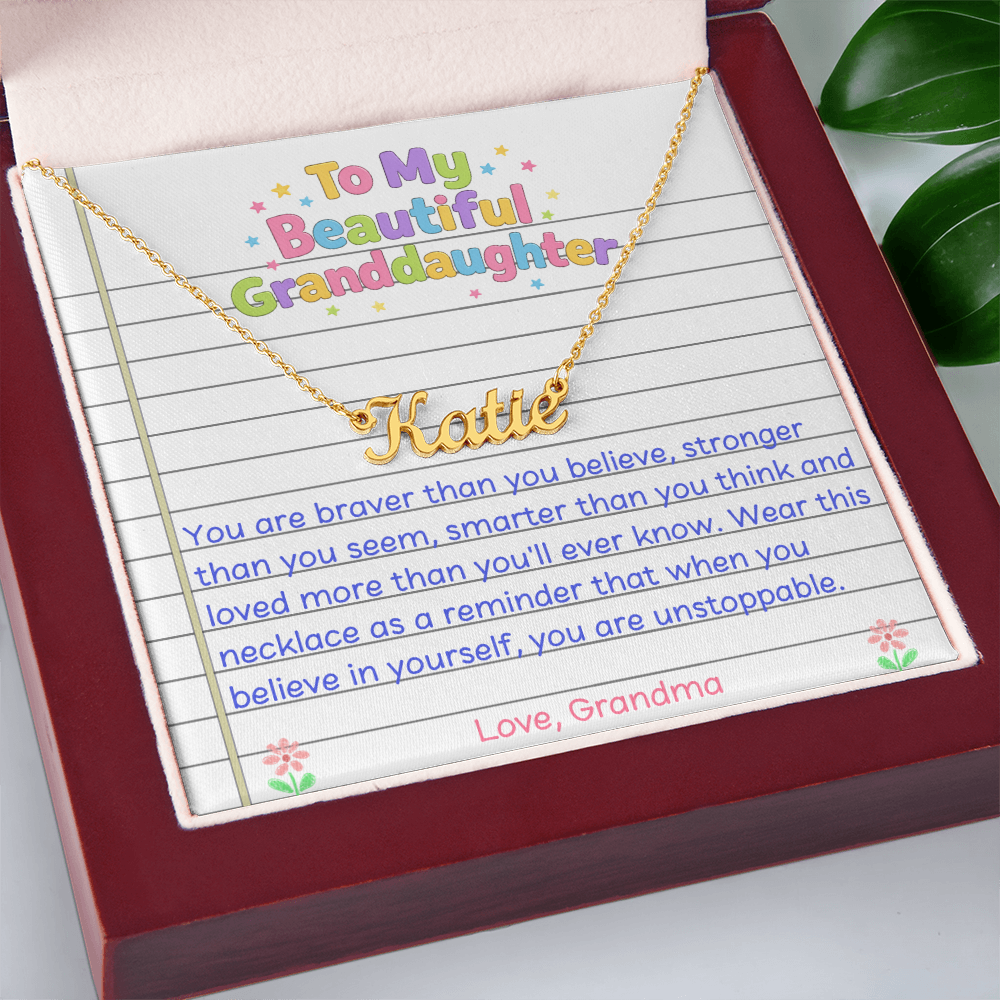 To My Beautiful Granddaughter Name Necklace