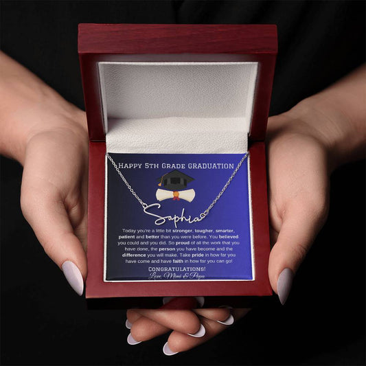 5th Grade Graduation Name Necklace Gift for Elementary School Grad-[Heartfelt Family Gift]