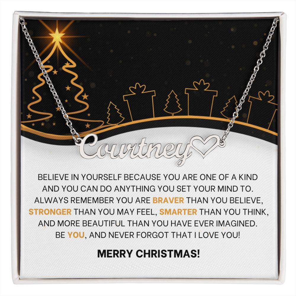 Personalized Christmas Name Necklace with Heart - Customizable Holiday Jewelry-[Heartfelt Family Gift]