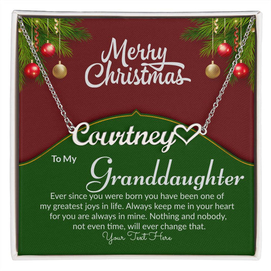 Merry Christmas Granddaughter Name Necklace-[Heartfelt Family Gift]
