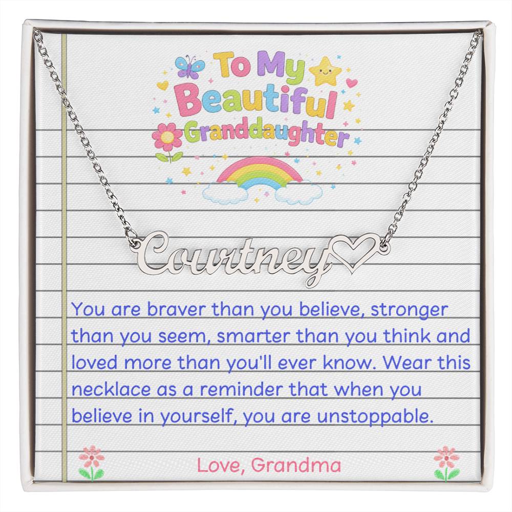 Granddaughter Name Necklace with Heart