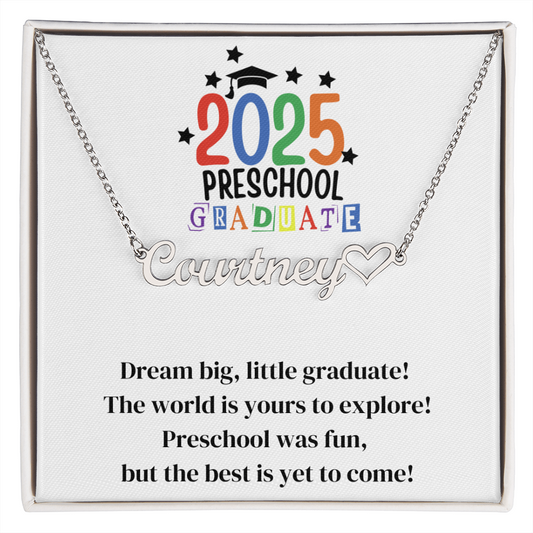 Preschool Graduation Name Necklace with Heart-[Heartfelt Family Gift]