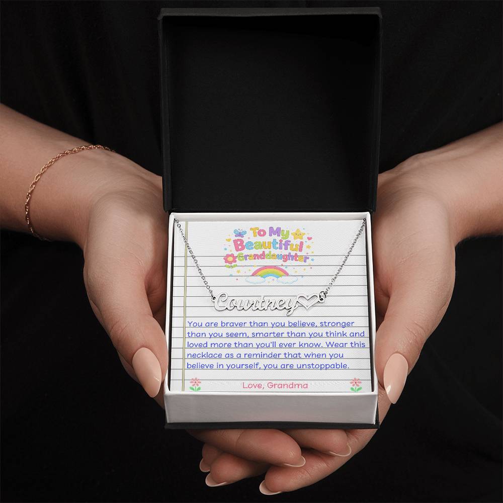 Granddaughter Name Necklace with Heart