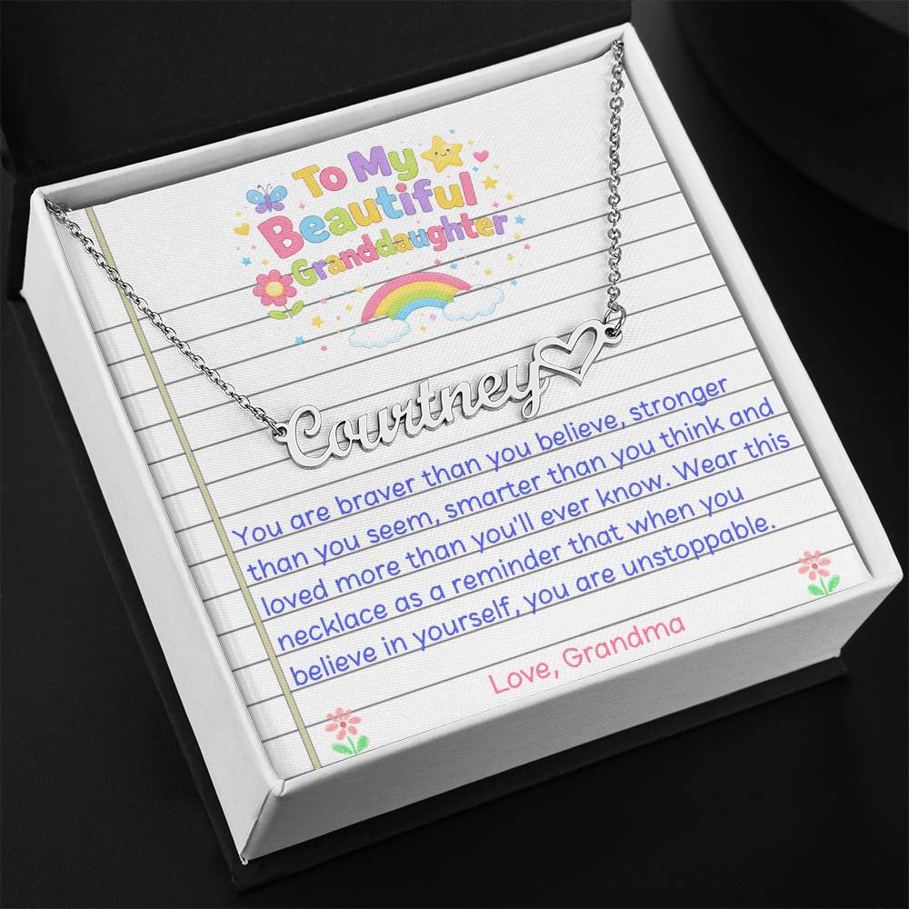 Granddaughter Name Necklace with Heart