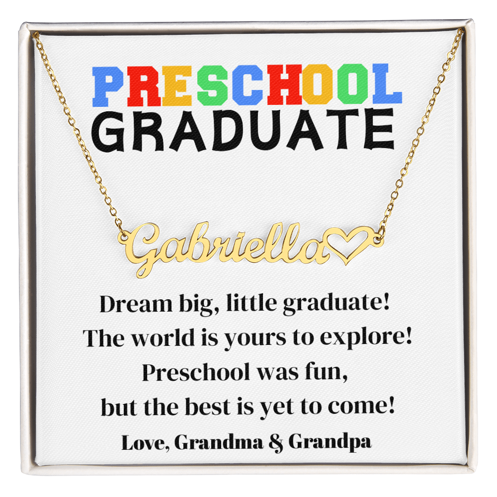 Preschool Graduation Name Necklace with Heart-[Heartfelt Family Gift]