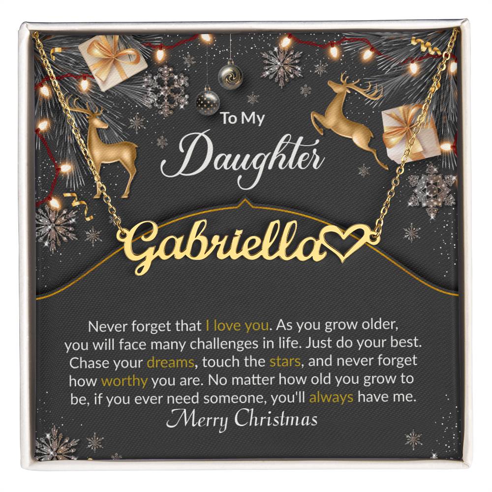Merry Christmas Daughter - Personalized Name Necklace with Heart-[Heartfelt Family Gift]