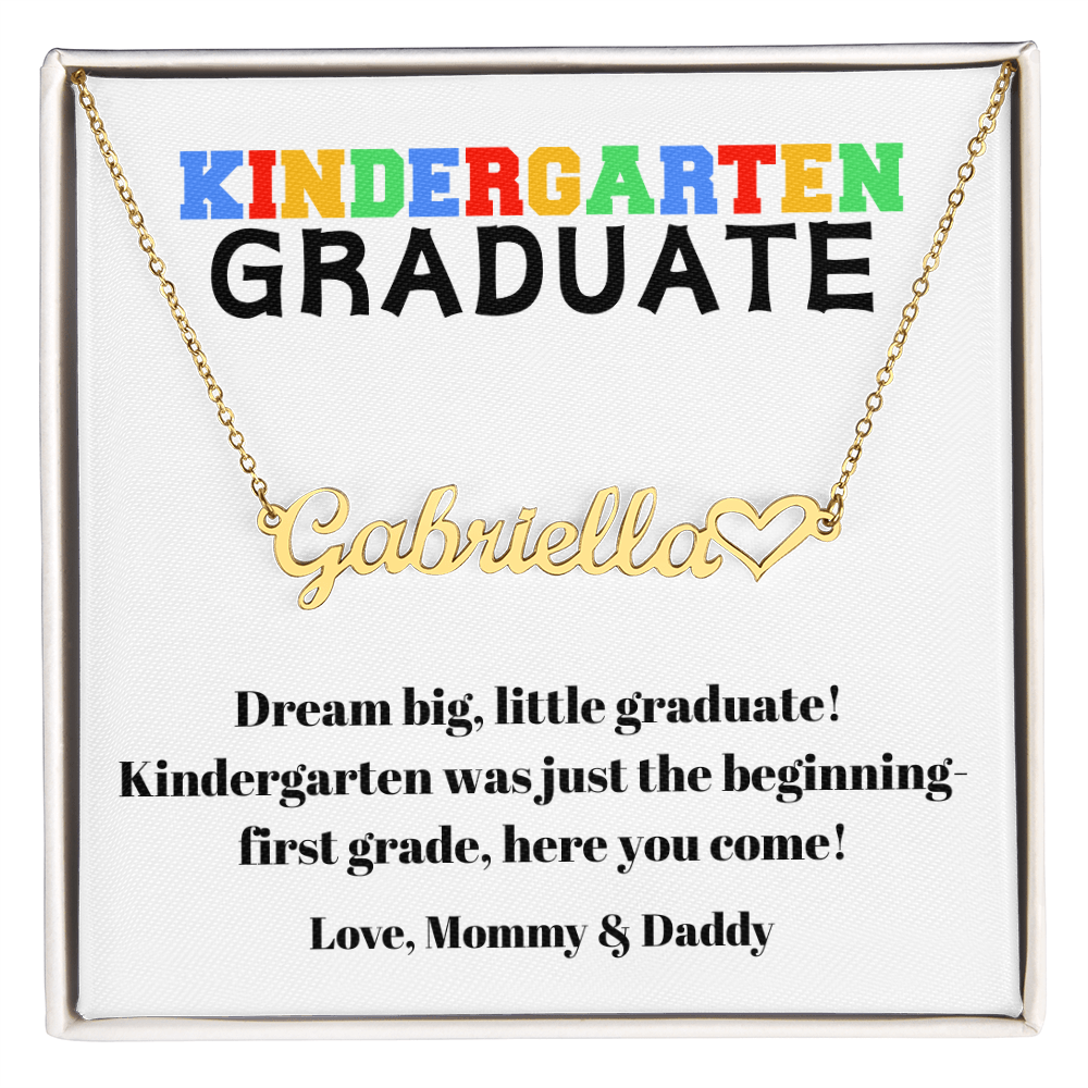 Kindergarten Graduation Name Necklace with Heart-[Heartfelt Family Gift]