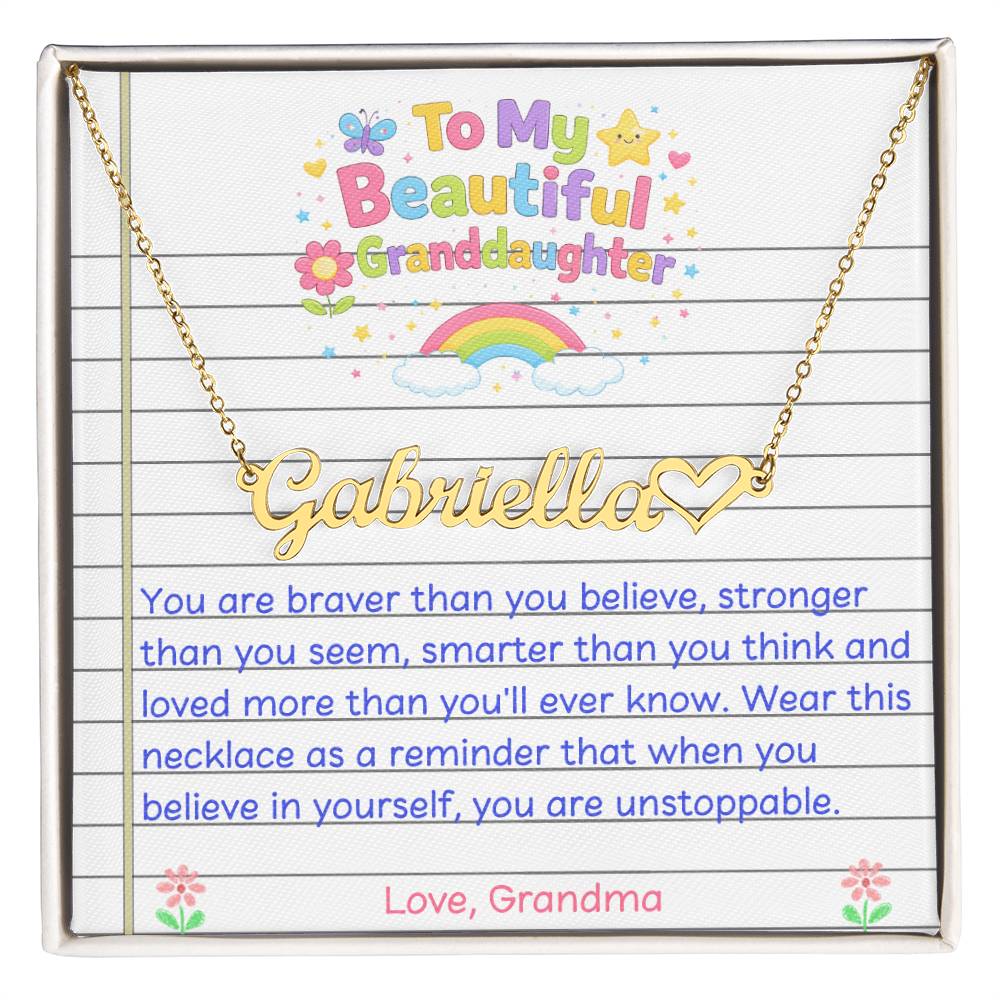 Granddaughter Name Necklace with Heart