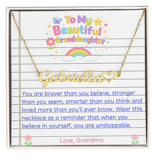 Granddaughter Name Necklace with Heart