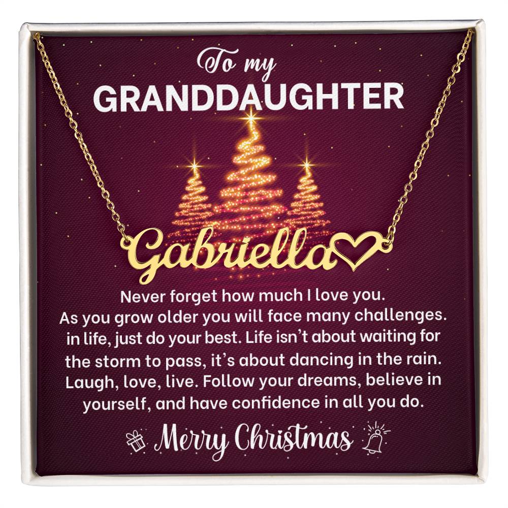 Merry Christmas Granddaughter Name Necklace with Heart-[Heartfelt Family Gift]